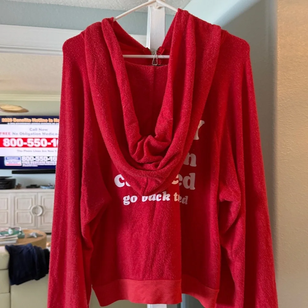Wildfox Vibrant Red Hoodie Graphics read-Today Has Been Canceled go back to bed - Picture 4 of 4